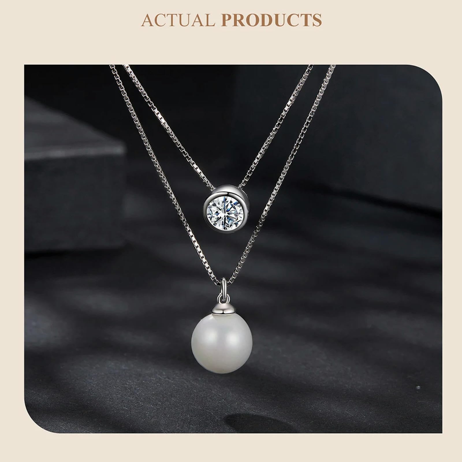 Collane Di Perle Di Moissanite Per Donna, Collana Girocollo A Doppio Strato In Argento Sterling 925, Eleganti Collane Di Gioielli