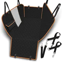 Capa Protetora Impermeável 7 em 1 para Banco Traseiro – Pet, Antiderrapante, Resistente, Ideal para Cachorros e Gatos, Com Cinto de Segurança (Laranja)