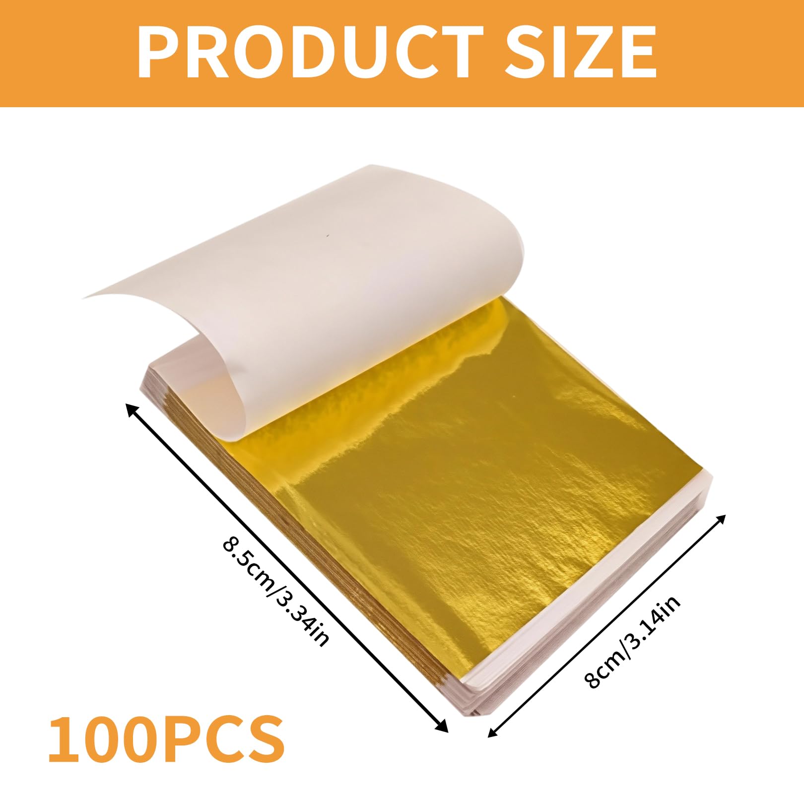 100 hojas de imitación de hojas de oro para manualidades, 8,5 x 8 cm, papel de hoja de oro, pintura acrílica, hojas de oro, hojas de metal para manualidades, uñas, pintura, proyecto de arte