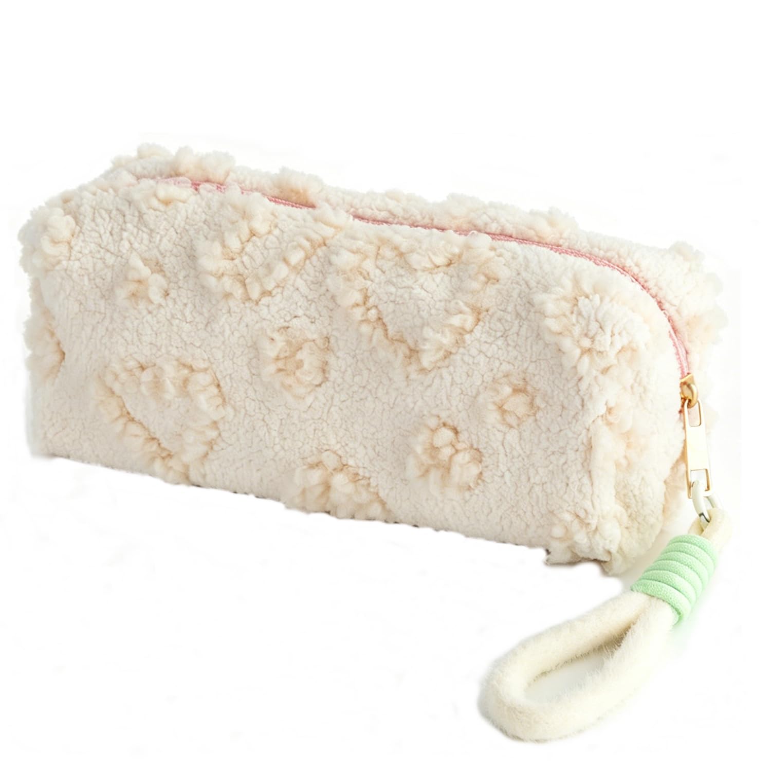 Plush Heart Pattern Pencil Bag, Large Capacity Stationery Pouch for Women