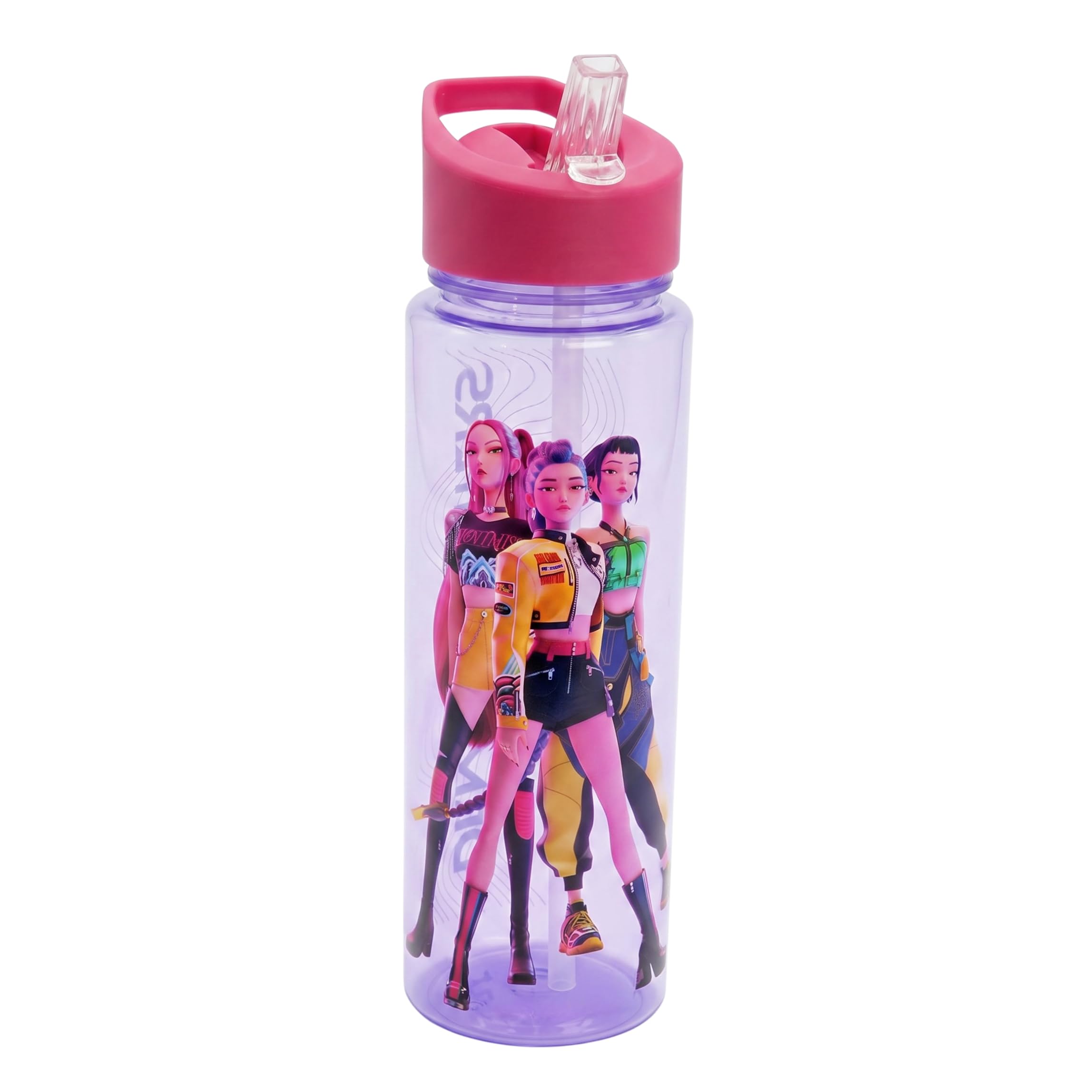 KPop Demon Hunters Reusable Bottle, Sturdy Design Travel Bottle, Includes Handle and Straw, 750ml Capacity