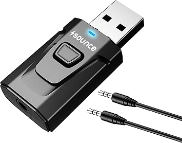 Sounce 2 in 1 Bluetooth 5.0 Transmitter Receiver | 3.5mm Stereo Audio Adapter with Mic | Portable Design | Driverless Plug and Play | Easy Slide Switch Mode | 50m Range | Compatible with Car, Aux - image, photos