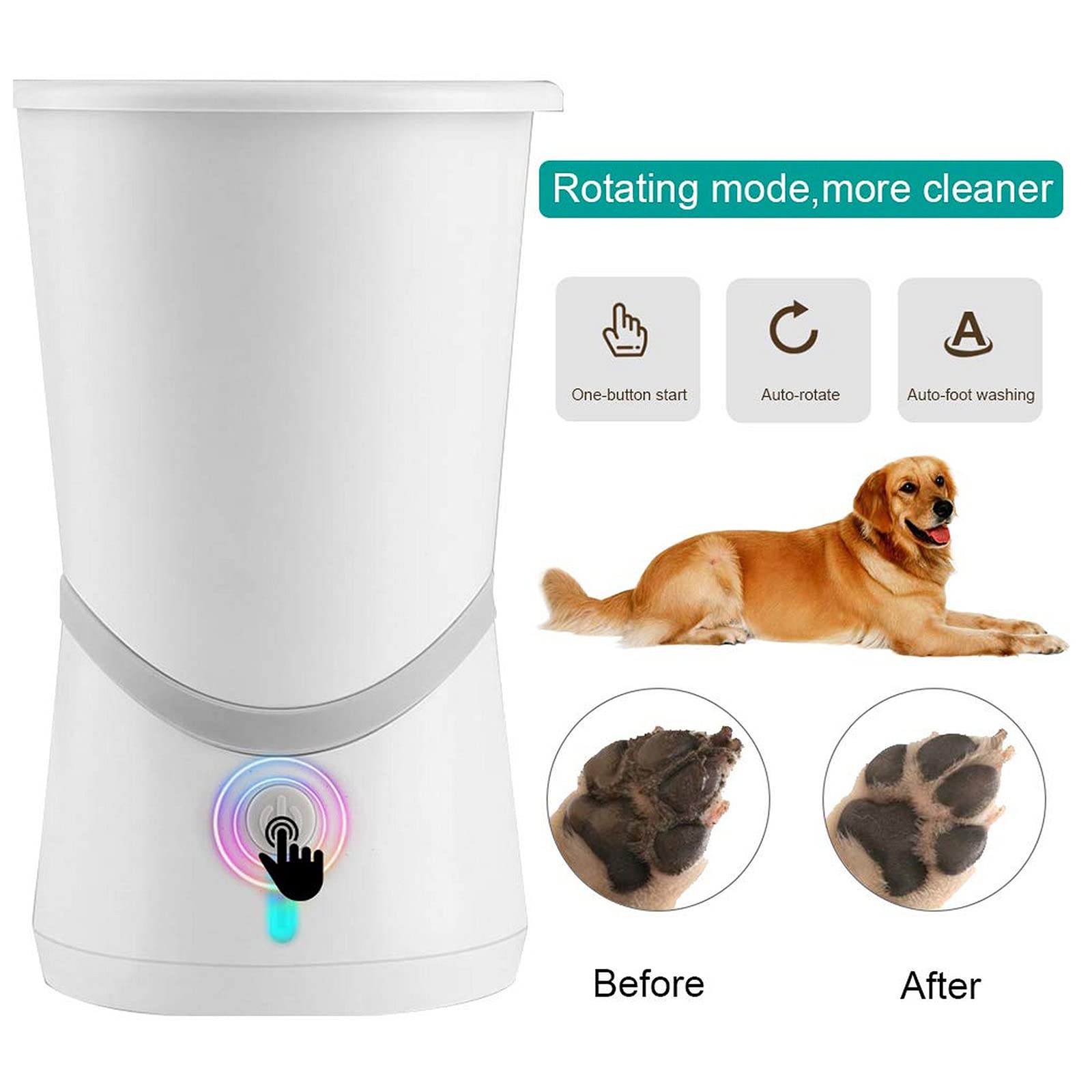 Nettoyeur de pattes pour chien, Brosse de nettoyage des pattes chien en silicone avec cordon USB et serviette for