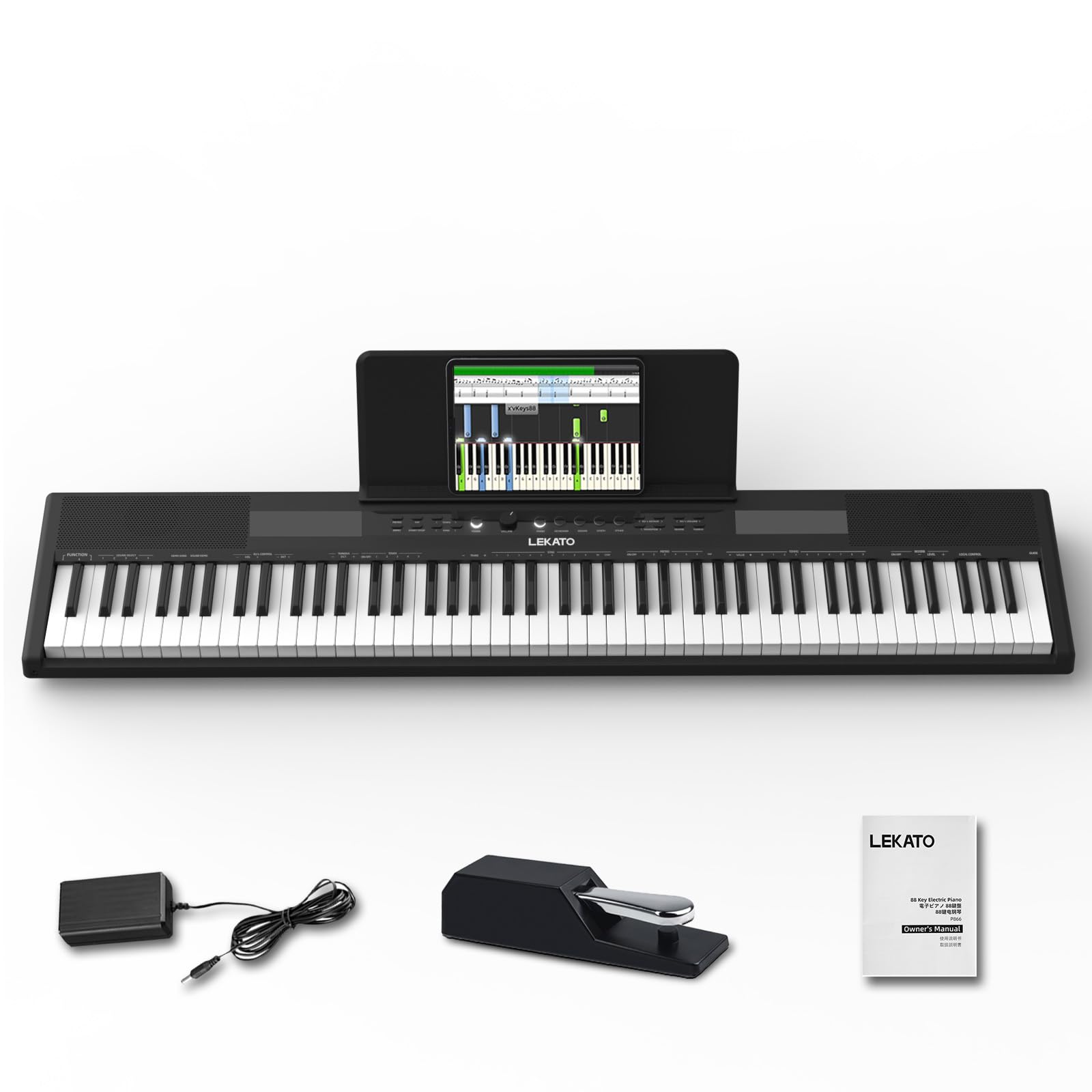 LEKATO 88 Keys Digital Piano, Semi Weighted Electric Keyboard Piano with 15W×2 Stereo Speakers, Reverb Split Layer Duet Mode, Headphone Jack, USB MIDI, AUX, for Beginner Professional at Home Stage