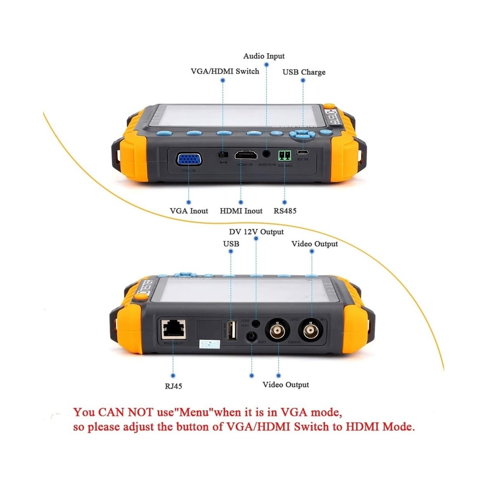 Tester CCTV, IV8W Przenośny tester CCTV 8MP | Z AHD/CVI/TVI Mini Monitor Kamery Tester VGA Wejście Wideo Tester Kamery Bezpieczeństwa do testowania kamer CCTV i IP.