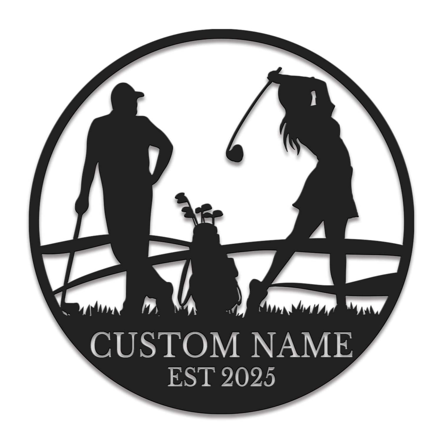 Gewasi Style-2 Personalized Golf Metal Wall Art, Custom Golfer Name Sign, Custom Metal Sign, Man Cave Decor, Sports Gift For Golf Lovers, Golf Room Office Decor, Outdoor Country Club Metal Plaque (Style-2)