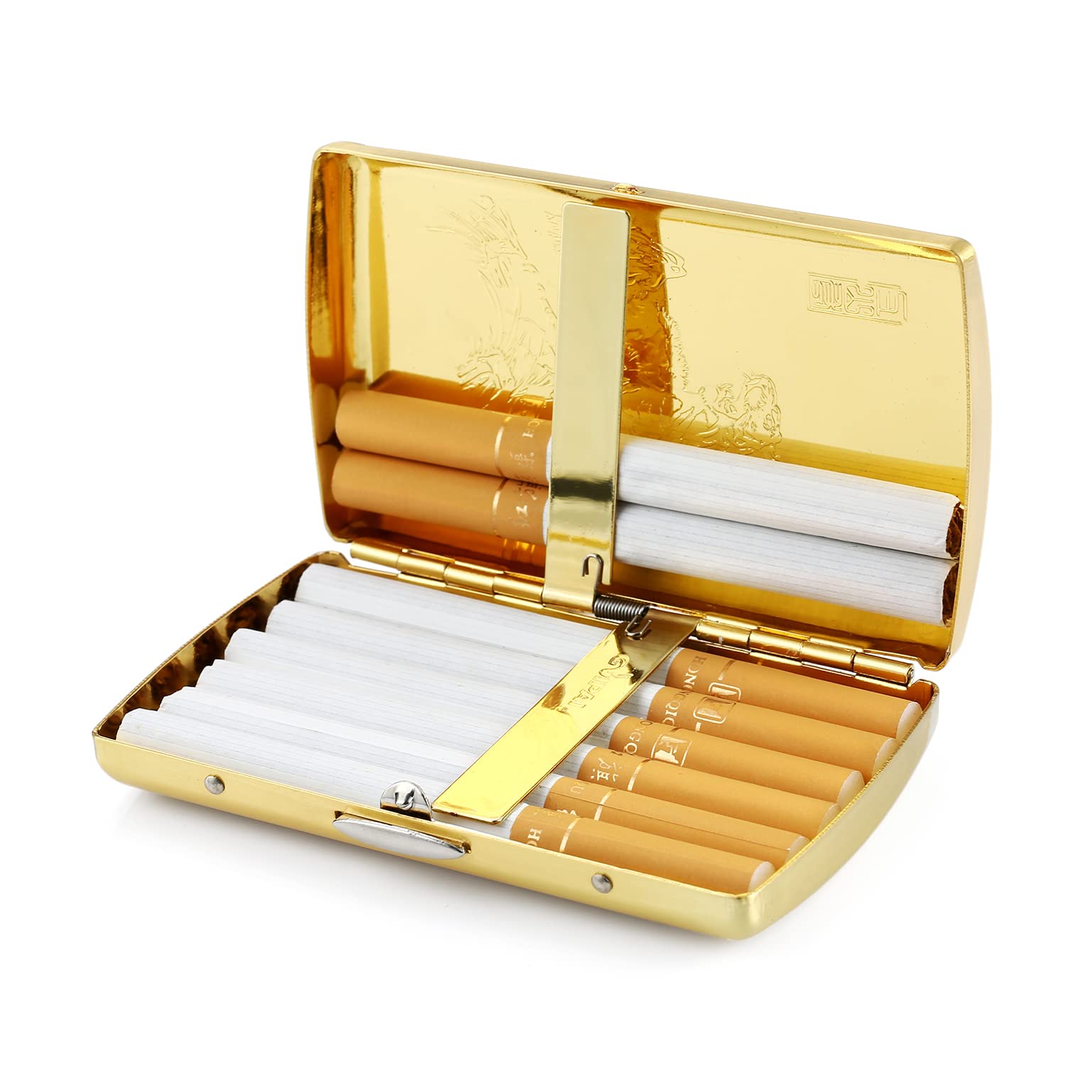 Retro Zigarettenetui gold metall klein, Zigarettenbox für Damen mann frau Vintage antik Zigarettenetui gold,Zigarettencase Zigarettenhülle für 12 Normal Zigaretten Mit Geschenk-Box（SSH jin）