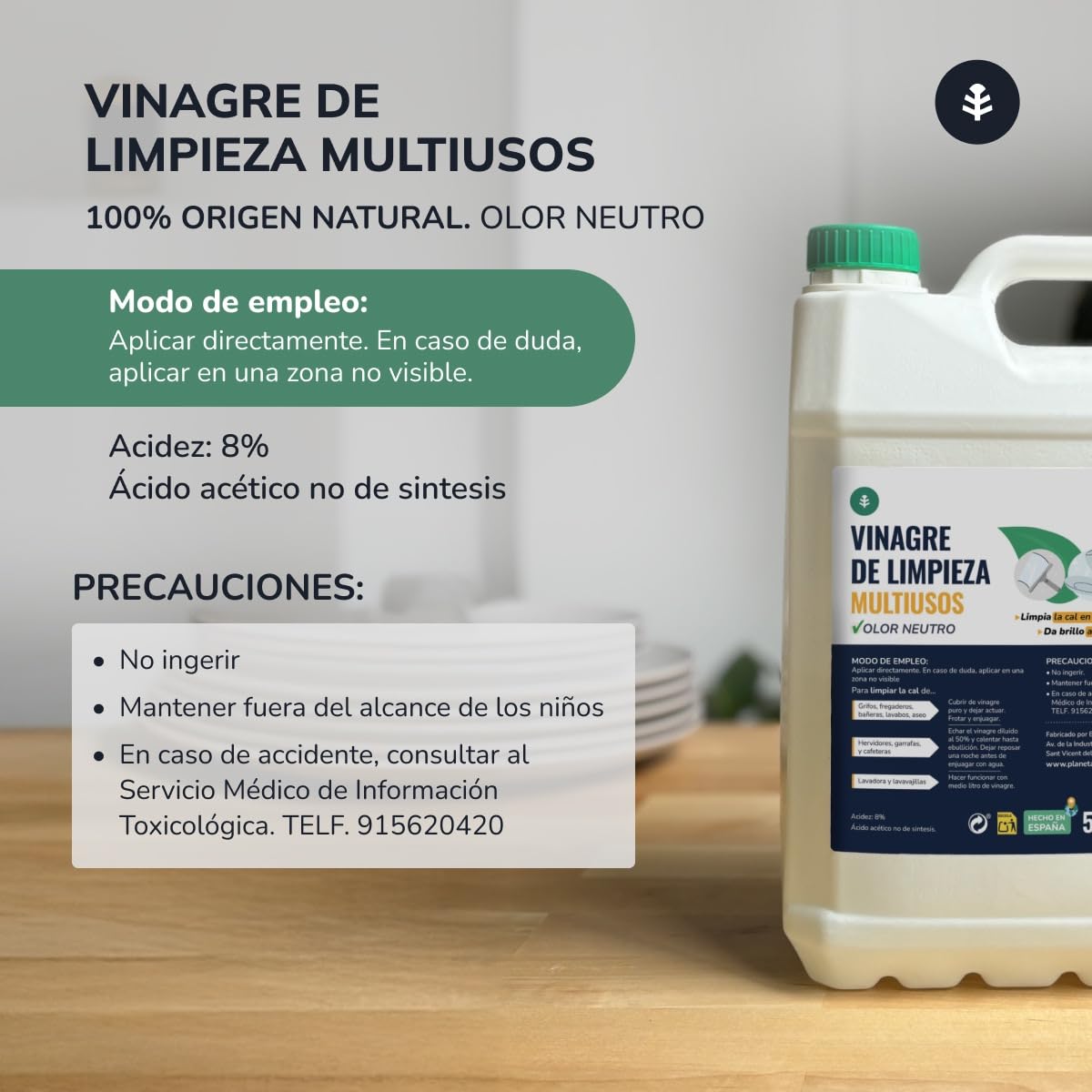 PLANETA HUERTO | Pack 12 Vinagre Blanco de Limpieza 1L – Vinagre Desincrustante Natural Multiusos para Cocina, Baño, Cristales y Metales, Limpieza Ecológica y Efectiva Sin Químicos