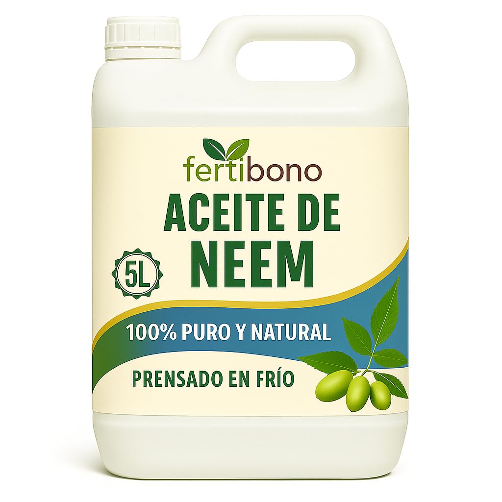 FERTIBONO Aceite de Neem 100% Puro y Natural - Extraído de Semillas - Vitalidad y Bienestar para Plantas - Hidratación y Nutrición Natural - Residuo Cero - 5L