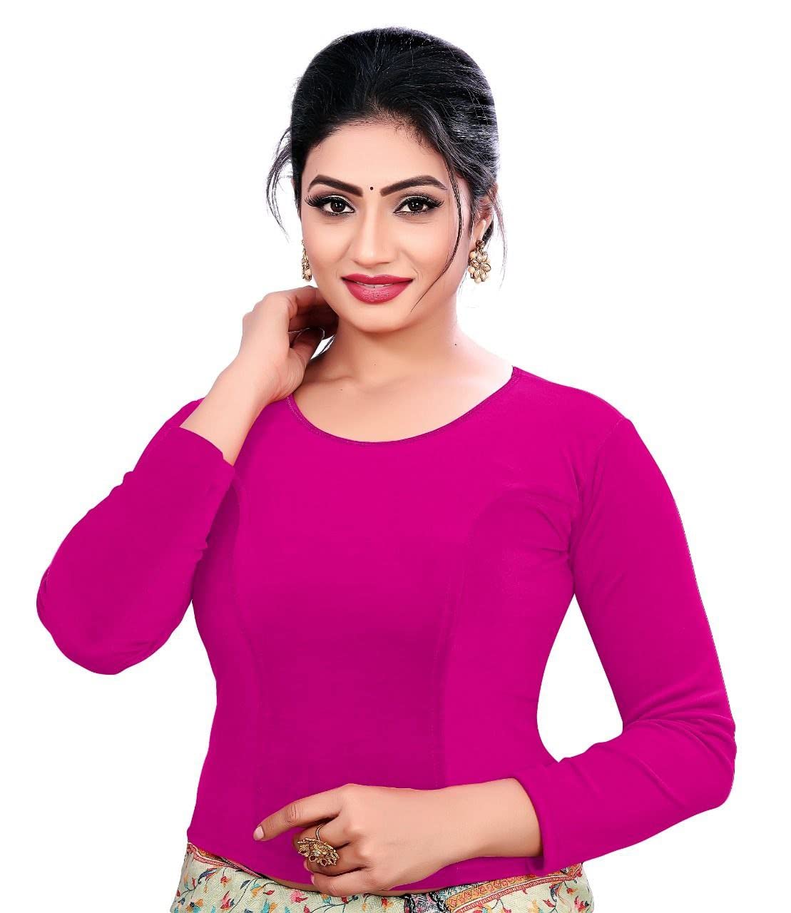 GenericWomen's Ready to Wear 36 Inch Bust Size Winter Special Stretchable Velvet Blouse | Self Alterable Option from 32 to 36 inch Bust Size