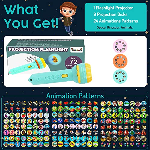 Image of TheLittleOnes Light Toys for Kids - Projector for Kids,Sleeping Story Toys for Toddlers, Educational Learning Toys, Torch Baby [Projector 3 Reels 24 Pattern-Space,Dinosaur,Animal]