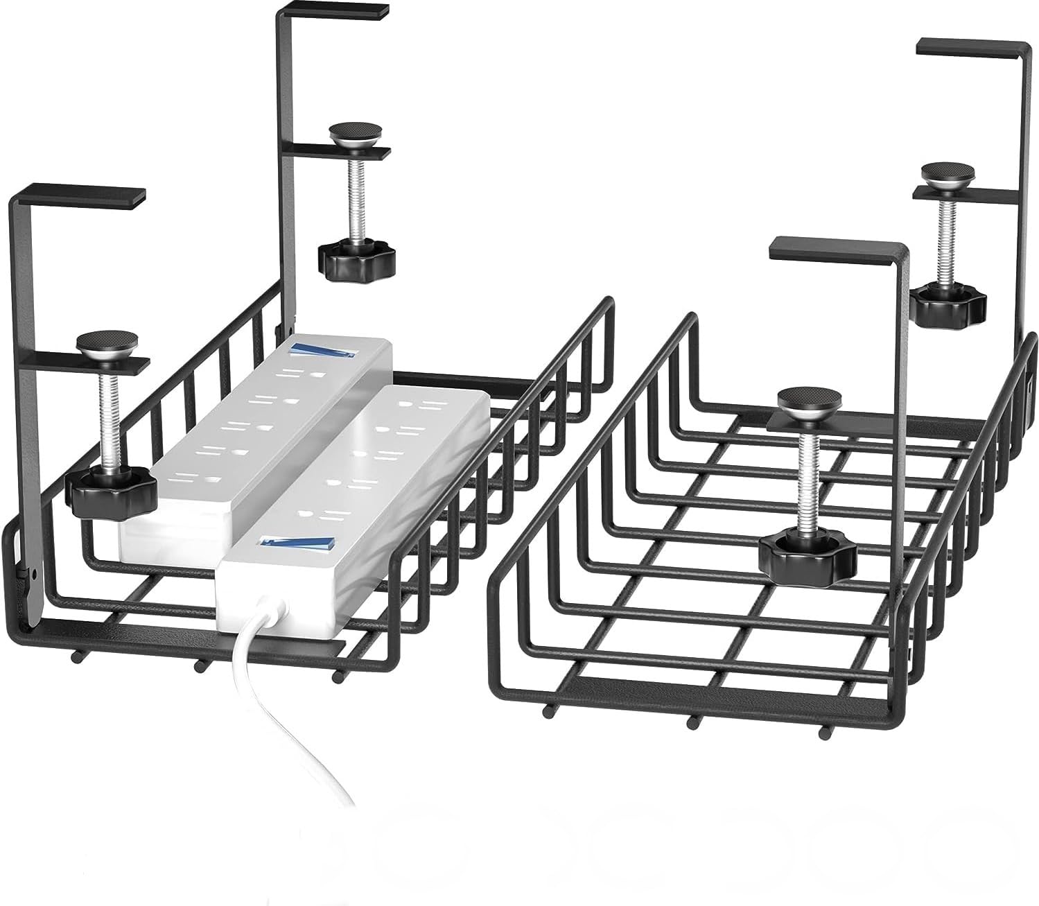 Under Desk Cable Management Tray 2 Pack, Wire Management No Drill No Screws, Cable Tray with Clamp for Desk Wire Management, Computer Cable Rack for Office, Home - No Damage to Desk Black (B0CP4CZ2KL) Amazon Price History, Amazon Price Tracker