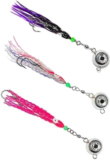 Fluke Ball Jigs with Hoochie Stinger Rigs 5oz, for Saltwater & Freshwater Fishing, Ideal for Fluke, Striper, Bass & Inshore Game Fish