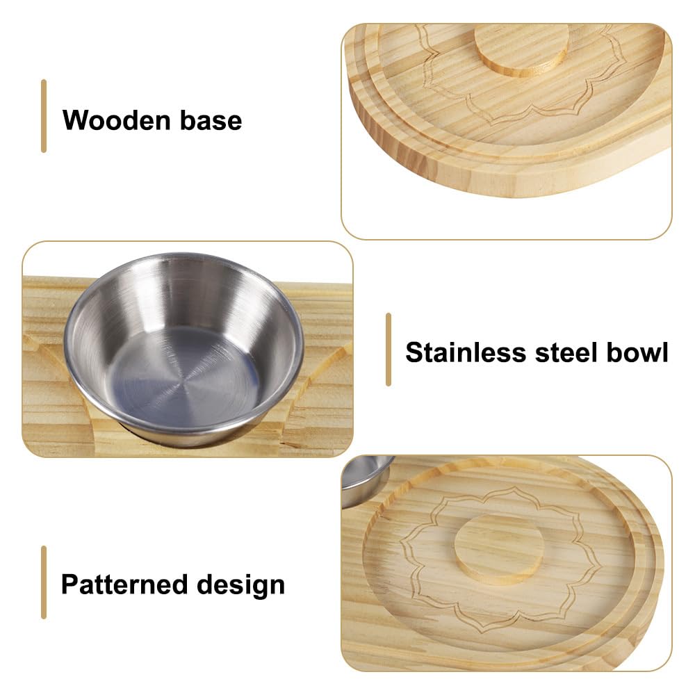 DONGKER Cocktail Salt Dipper,Wood 2-in-1 Salt Rimmer with Stainless Steel Bowl for Home Bar Cocktails Accessory