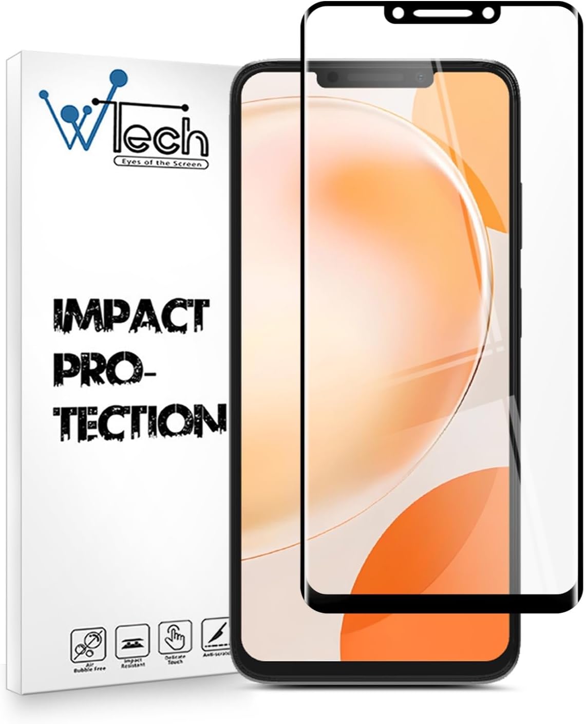 WTechHuawei Nova Y91 4G 2023 Black Premium Edge To Edge Full Glue Tempered Glass Screen Protector