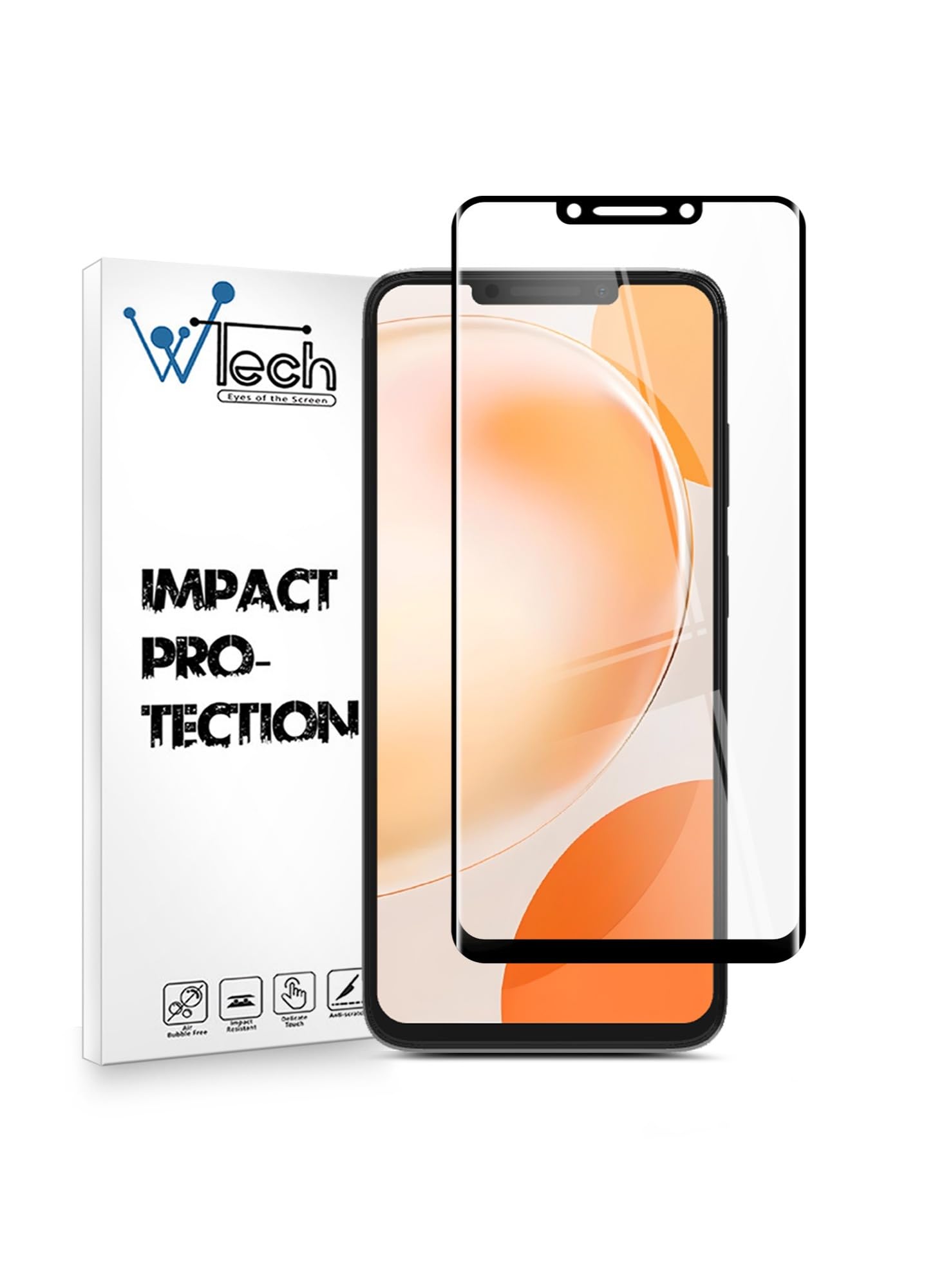 WTechHuawei Nova Y91 4G 2023 Black Premium Edge To Edge Full Glue Tempered Glass Screen Protector
