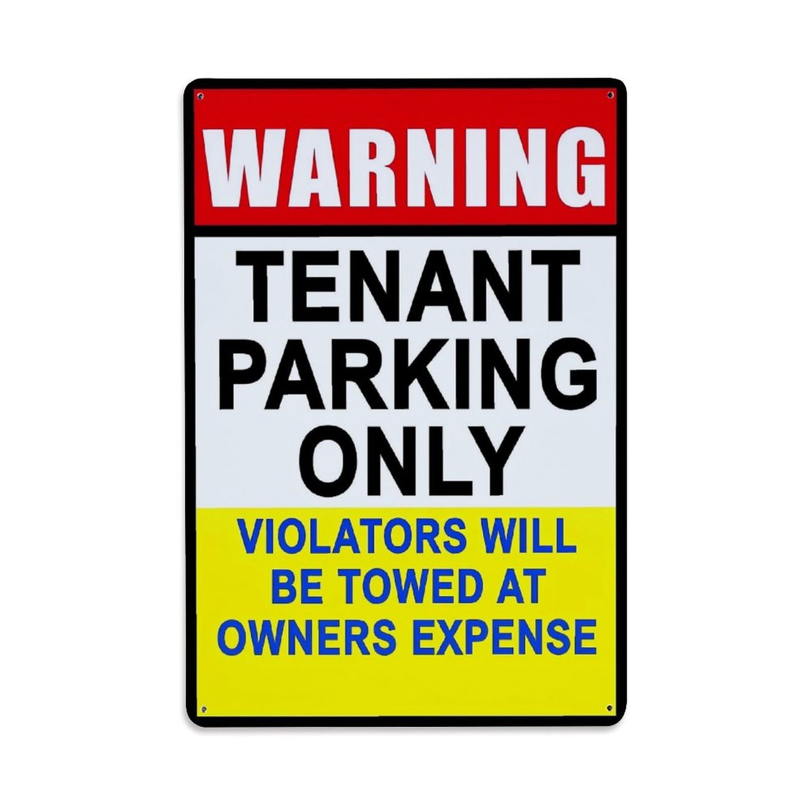 Jdfenggu Vintage Warning Tenant Parking Only Violators Towed Retro Metal Tin Sign, Decor Art Poster For Bar, Home, Man Cave, Kitchen, Laundry Room Gift 8X12inch