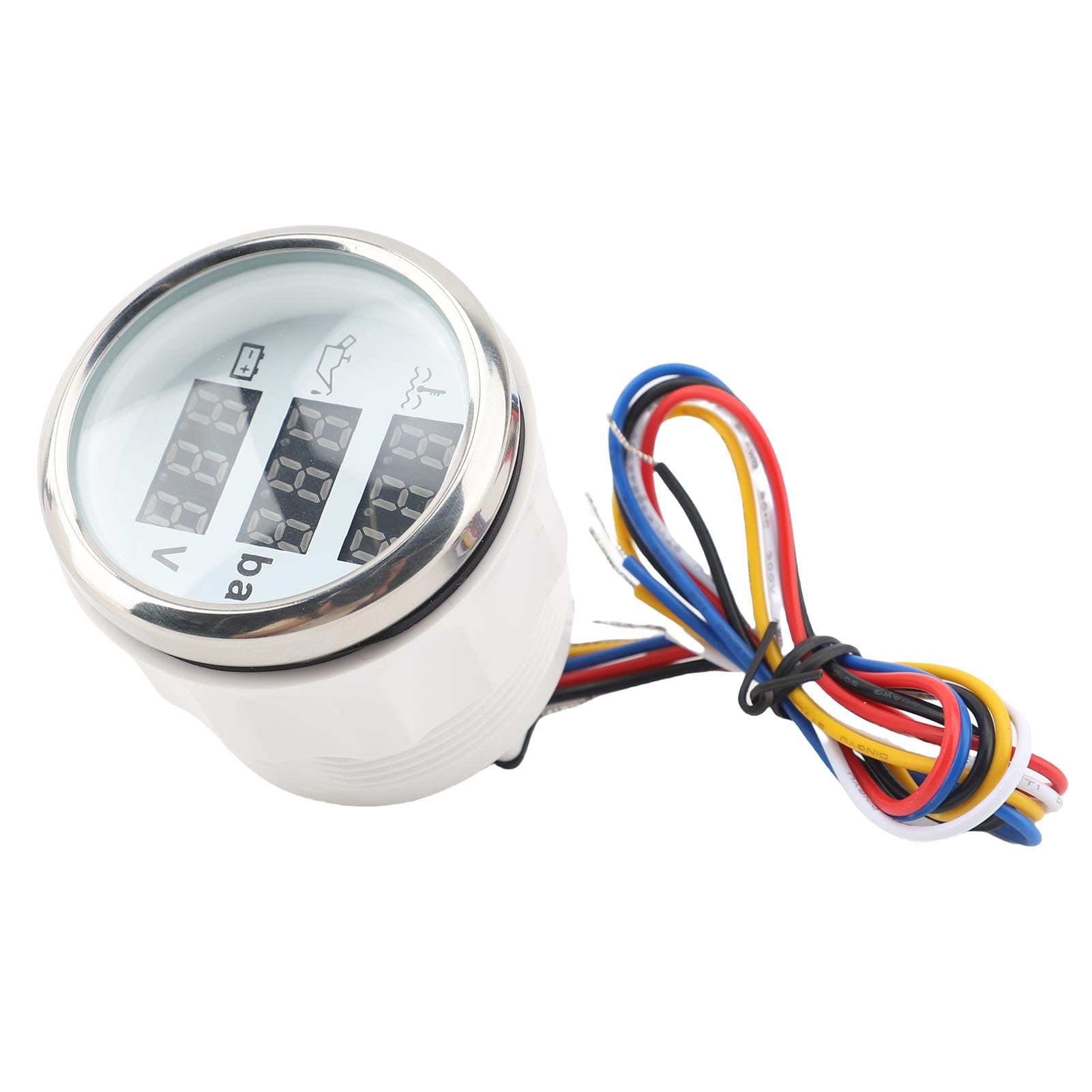 Voltímetro de Presión de Aceite y Temperatura del Agua para Barcos, Pantalla Digital, Juego de Medidor 3 en 1 para Barcos, Vehículos Recreativos y Motocicletas, 52mm, Resistente Al Agua