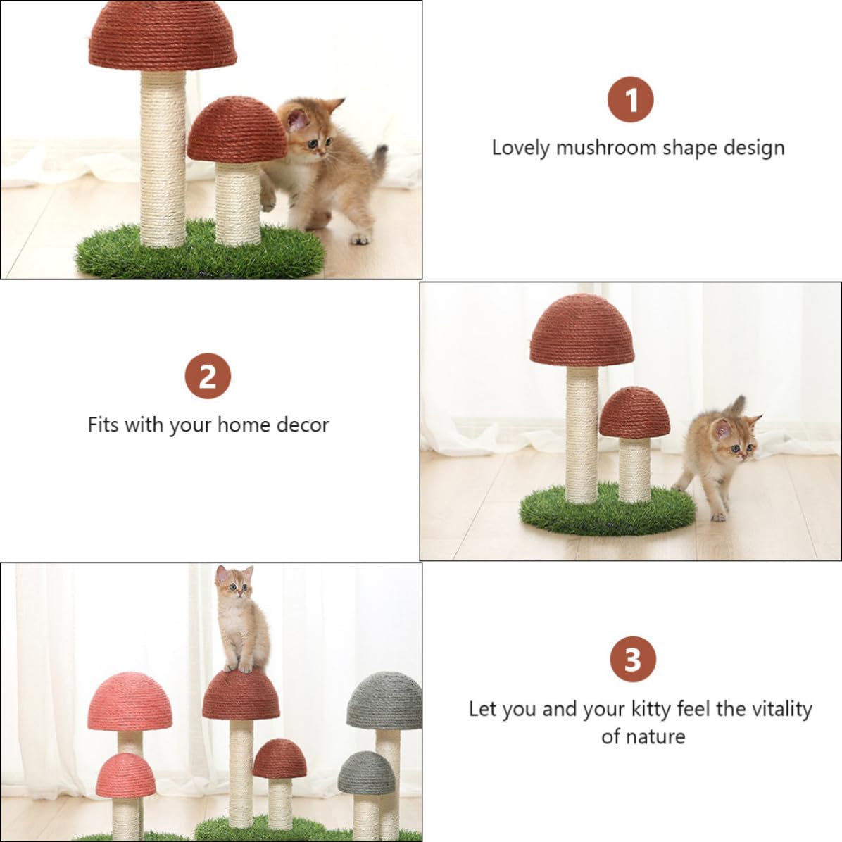 Zerodeko Chat Griffoir Champignon en Corde de Coton Marron