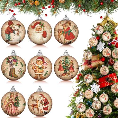 Outus 16 Pcs Christmas Tree Ball Ornaments Vintage Christmas Decorations
