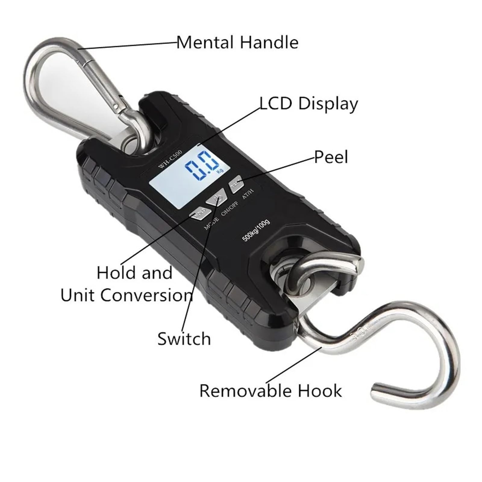 Báscula de cocina Digital de 150KG/100G balanza electrónica for maletas de viaje pesas báscula de pesca para construcción, fábrica(Black)