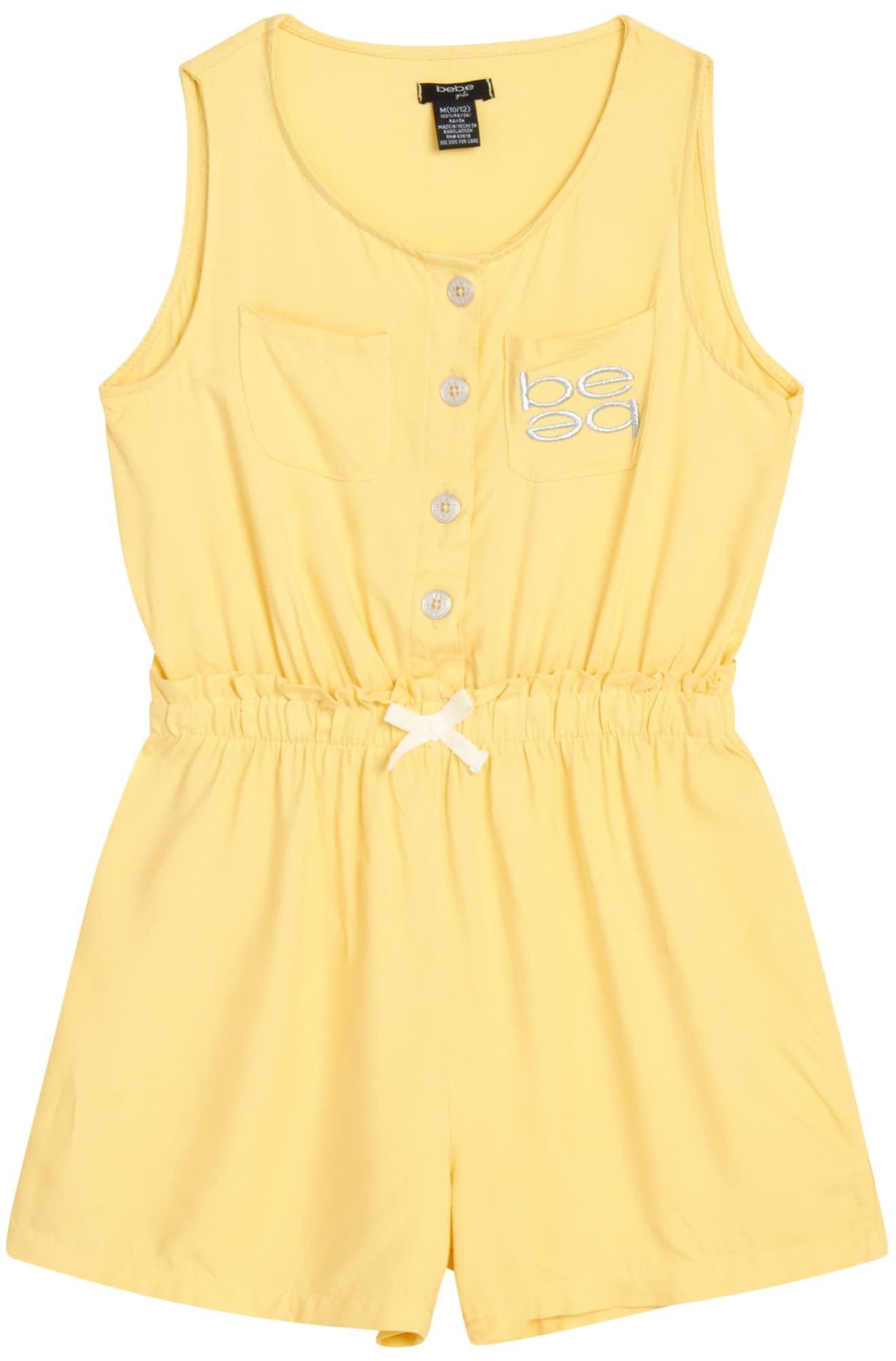 bebeGirls' Romper - Sleeveless Button Down Woven Romper - One Piece Tank Top and Shorts Set (7-12)