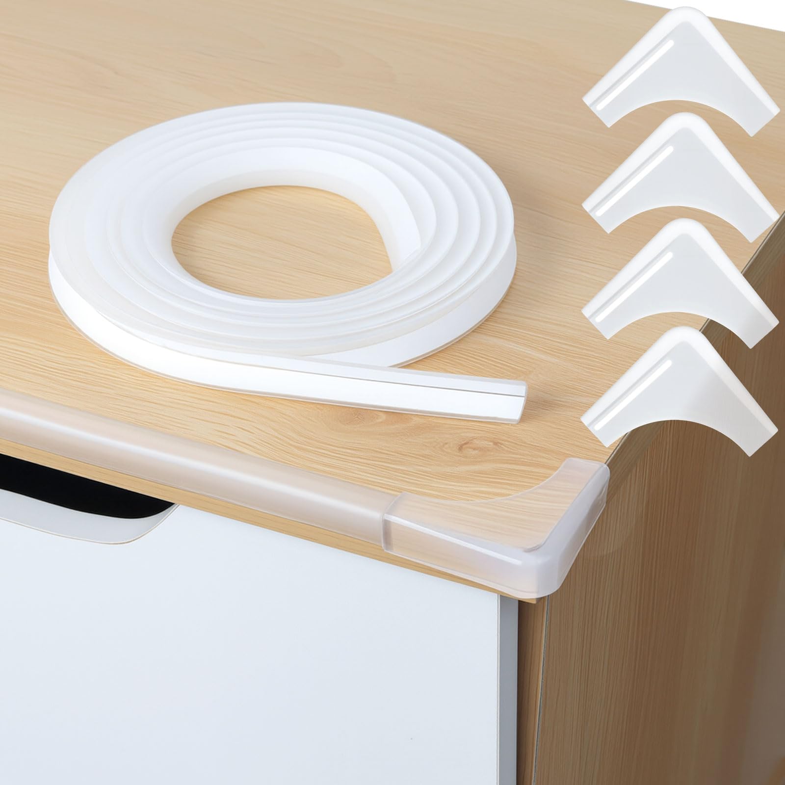 4PCS Baby Proofing Edge Protector and 2M Furniture Edge Bumper Strip 1x1cm