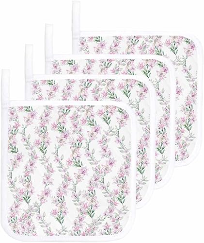 Miniatura 9 de 3 Packs Watercolor Floral Pot Holders Sets for Kitchen,Oven Pan Plate Bowl Pads Heat Proof Mat with Hanging Loop,Terry Cloth Potholders Soft Grip