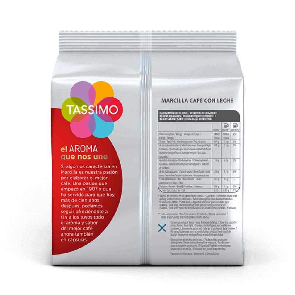 Tassimo Marcilla Cafe Con Leche cápsulas de café | 10 unidades (160 bebidas)