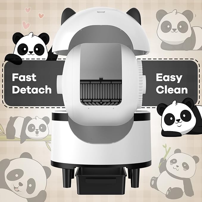 In addition to its advanced features, this self-cleaning litter box comes with two rolls of garbage bags, making it easy to dispose of waste and keep the litter box clean and hygienic. The white and black design of the litter box is sleek and modern, blending in seamlessly with any home decor. Overall, this self-cleaning cat litter box is a convenient and efficient solution for cat owners looking to simplify the process of maintaining their pet's litter box. Description by ChatGPT.