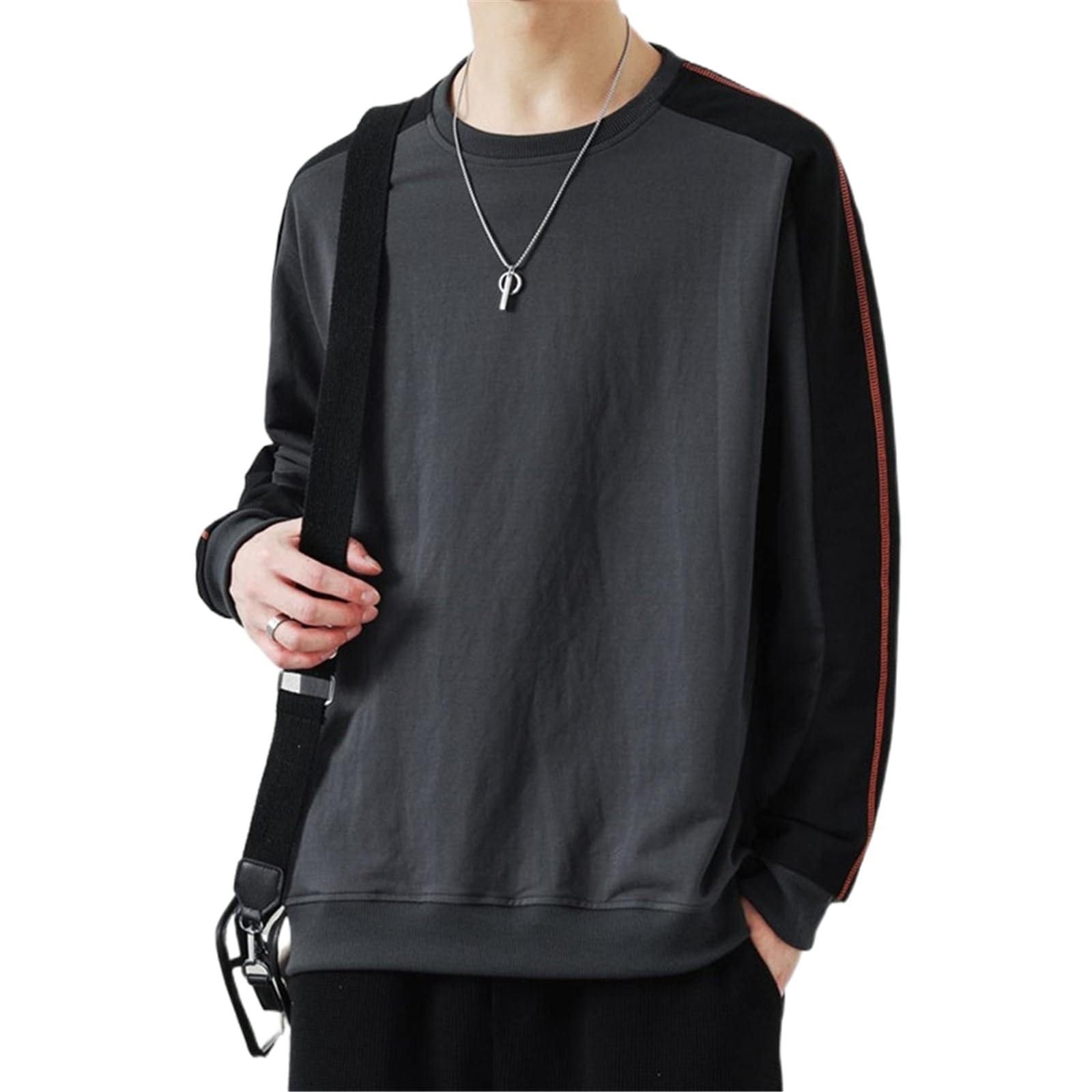 Haut manches longues col rond hommes coupe ample et style sport décontracté - 8