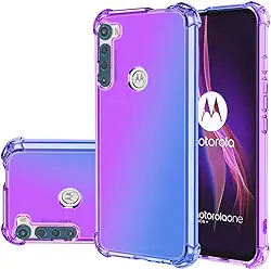 Capa para Moto One Fusion, capa protetora à prova de choque de TPU macio antiarranhões gradiente para Motorola Moto One Fusion (roxo/azul)