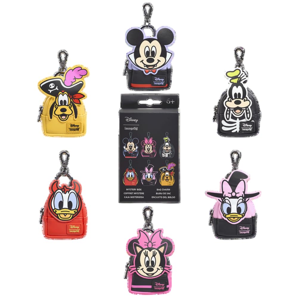 Loungefly Mickey and Friends Halloween Mystery Mini Backpack Keychain Charm - (ONE RANDOM KEYCHAIN - BLIND BOX)