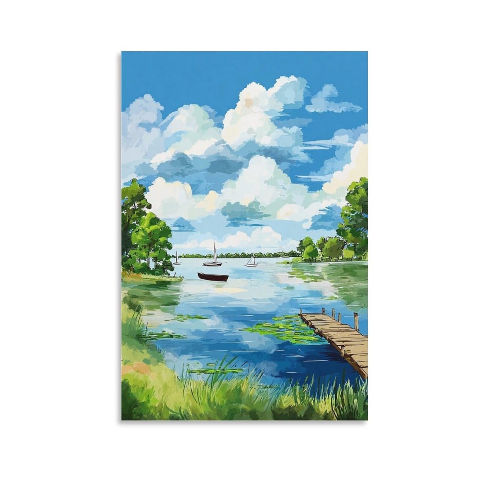 Lake Conroe Posters 20x30inch(50x75cm) Vintage Watercolor Canvas Art