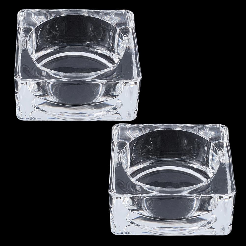 SUNNYCLUE 2pcs Votive Candle Holders Square Glass Candleholders Small Clear Crystal Tea Light Tables Desks Votive Candlesticks Holder for Home Kitchen Dining Rooms Anniversaries Party Decorations