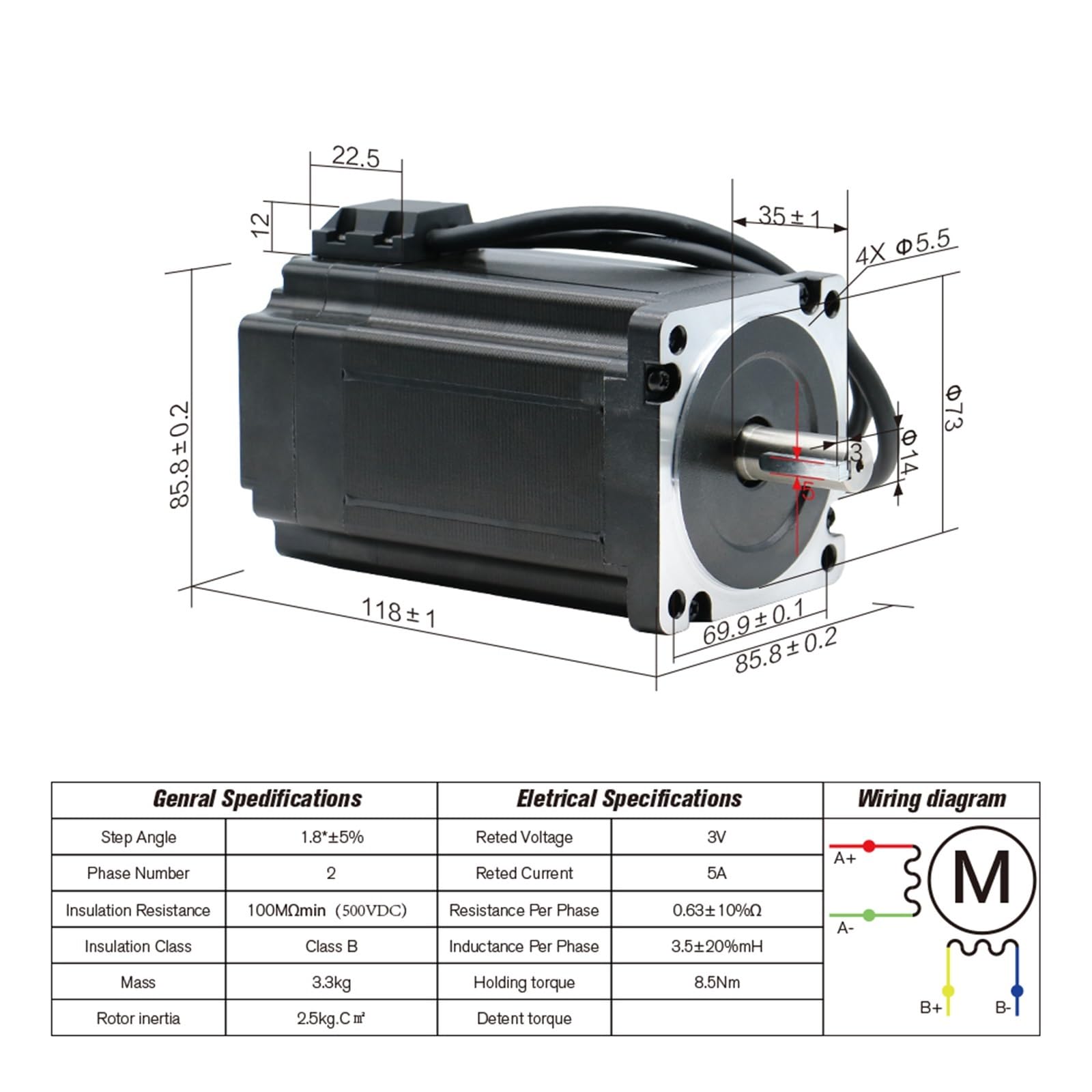 Amazon.com: 86 34 4.5N.m 8.5N.m 12N.m 86HB250 80 118 156 Closed