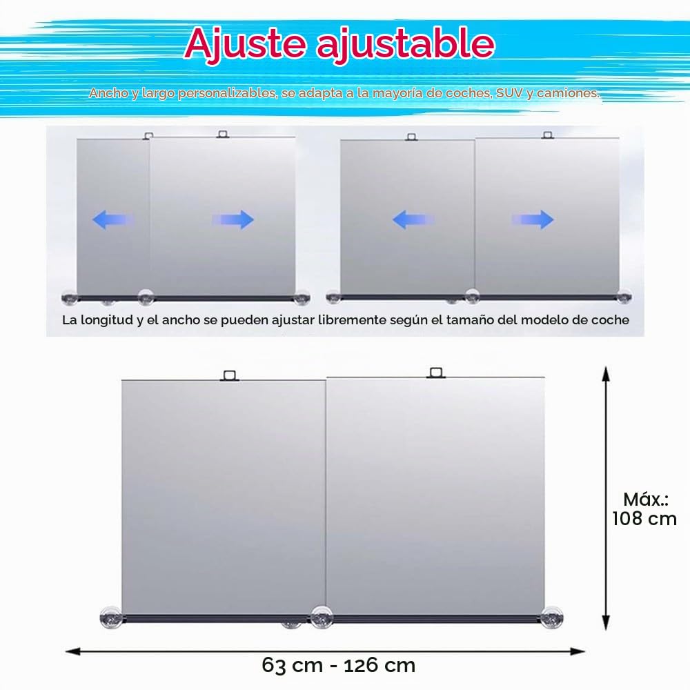 Parasol retráctil automático para Parabrisas, protección UV y contra el Calor, Ajuste Universal para Coches, Camiones y SUV.