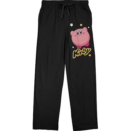 Kirby Floating Character Men's Black Sleep Pajama Pants