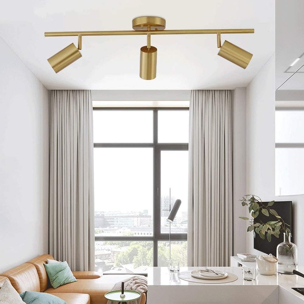 Faretti da soffitto a binario in oro, faretti da soffitto a LED girevoli a 3 vie, faretti da soffitto GU10 regolabili,Illuminazione