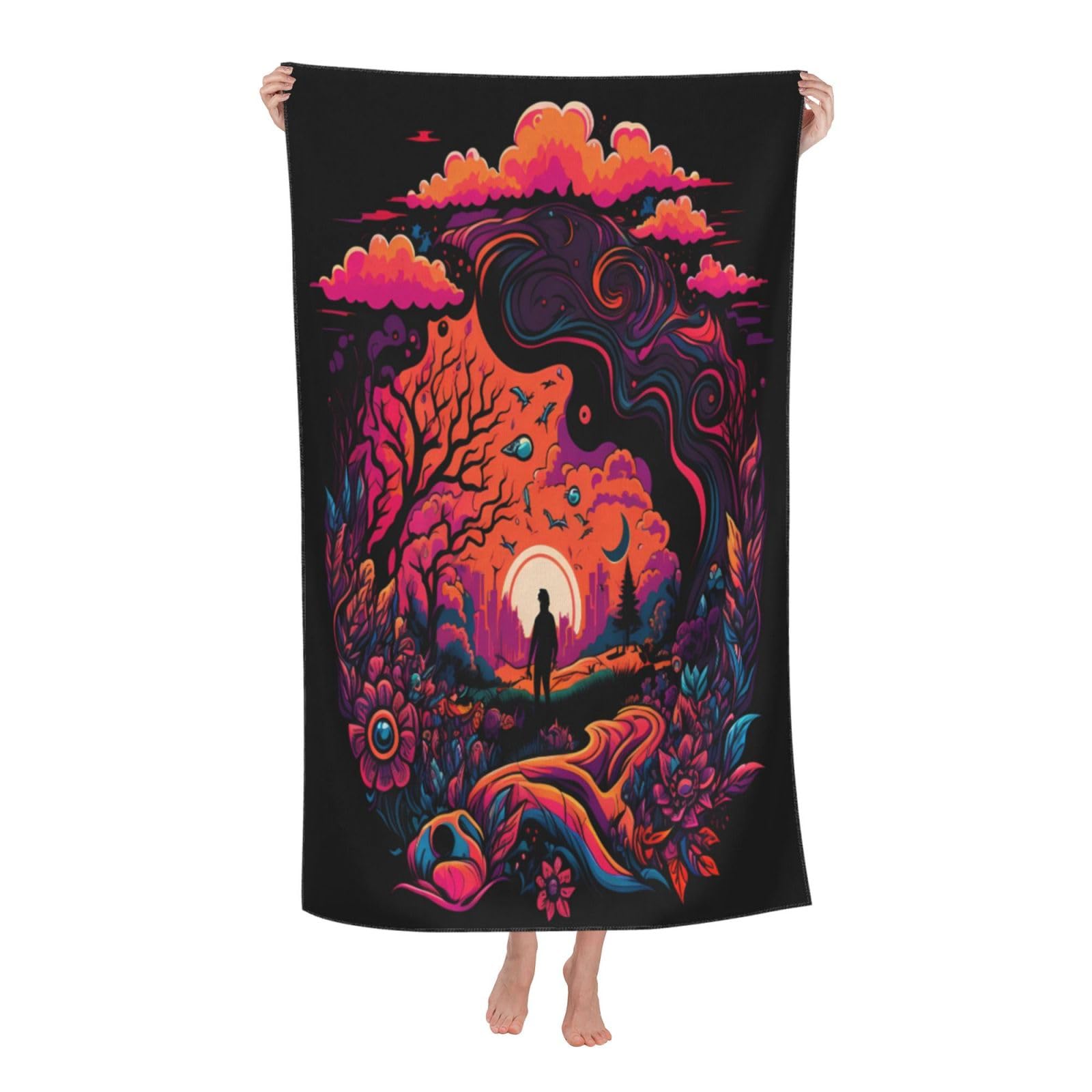 LSRCPD Beach Towels Camouflage World Bath Gym Pool Swimming For Adults Women 80X130Cm