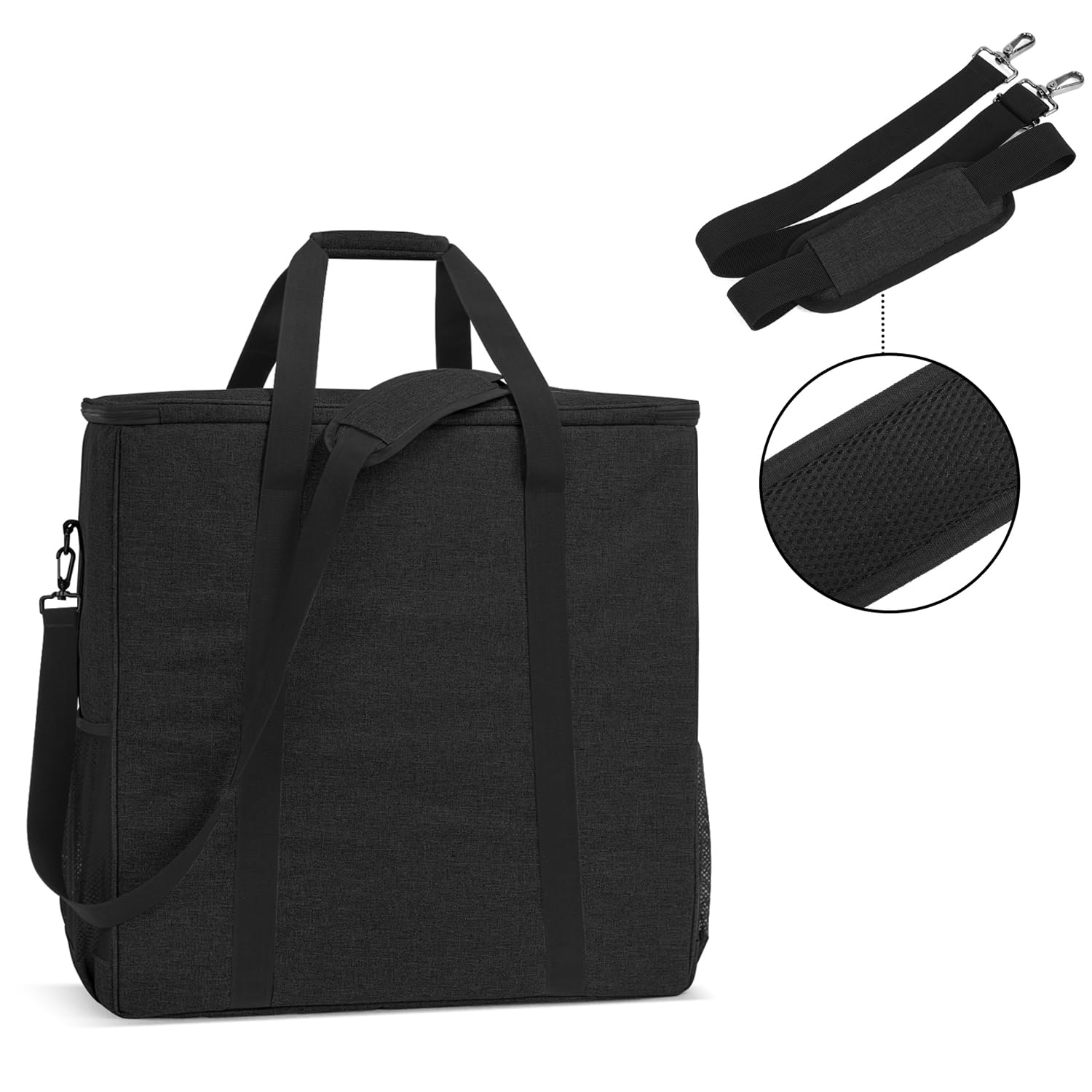 CURMIO Housse de Transport pour Tour et Moniteur d'ordinateur de Bureau, Sac fourre-Tout de Voyage à bandoulière pour Ordinateur hôte de Jeu PC, Moniteur, Clavier, câble et Souris, écouteurs, Noir