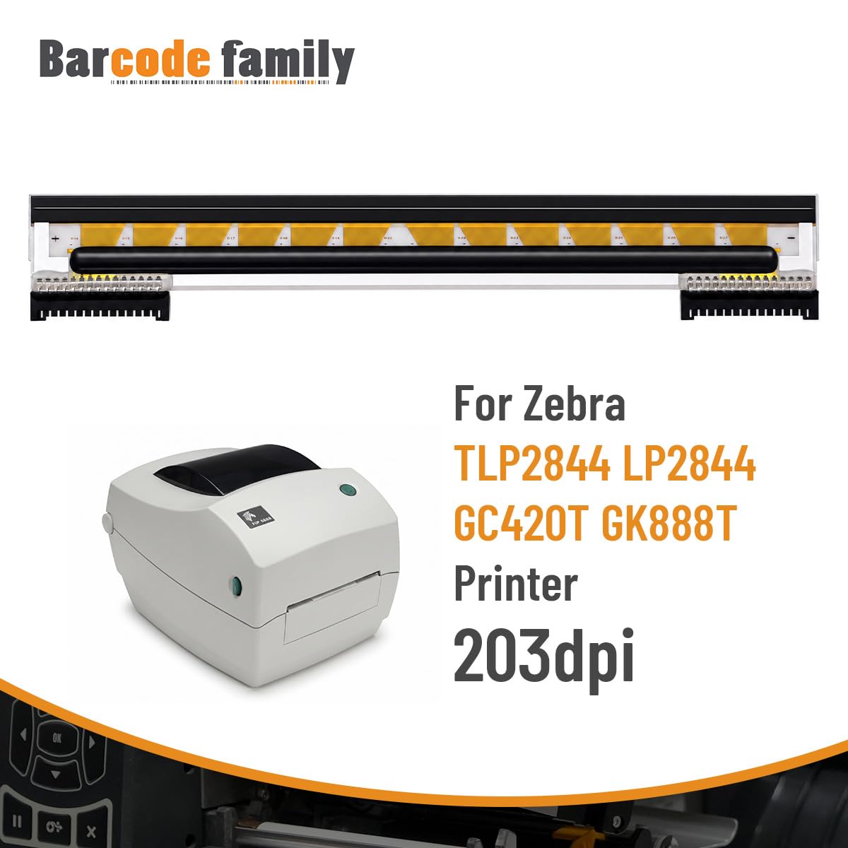 Testina di stampa termica G105910-053 TLP2844 per stampanti per codici a barre Zebra TLP2844 GC420T GK888T 203DPI Stampanti per etichette con testina di stampa | Garanzia di 180 giorni