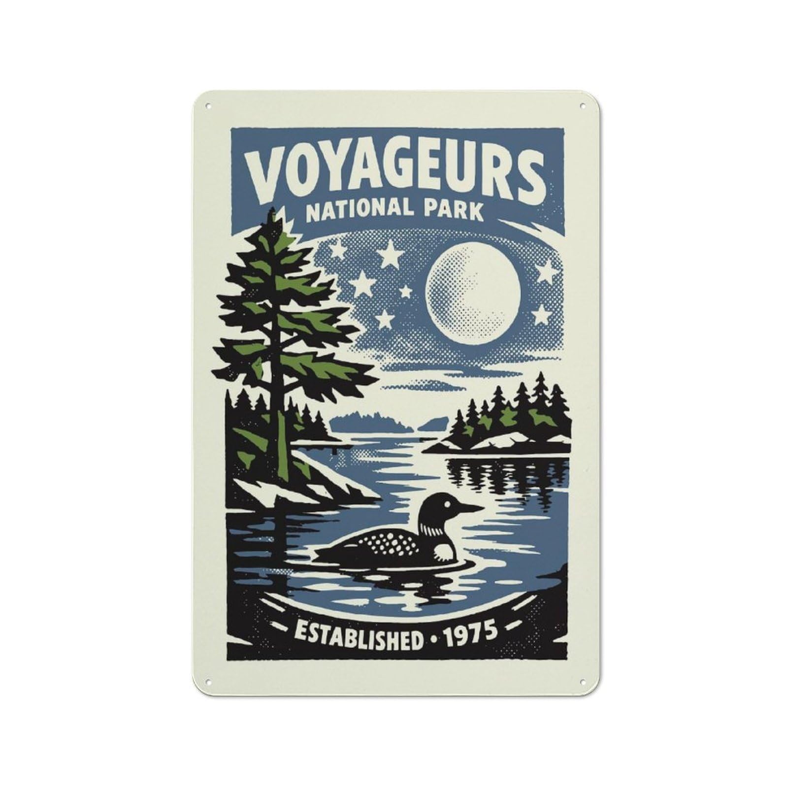 Junmoney Style-13 Voyageurs National Park Vintage Poster Workshop Style Metal Wall Decor 30X20cm, Decorative Metal Plaque For Garage, Hobby Room, Office Or Man Cave