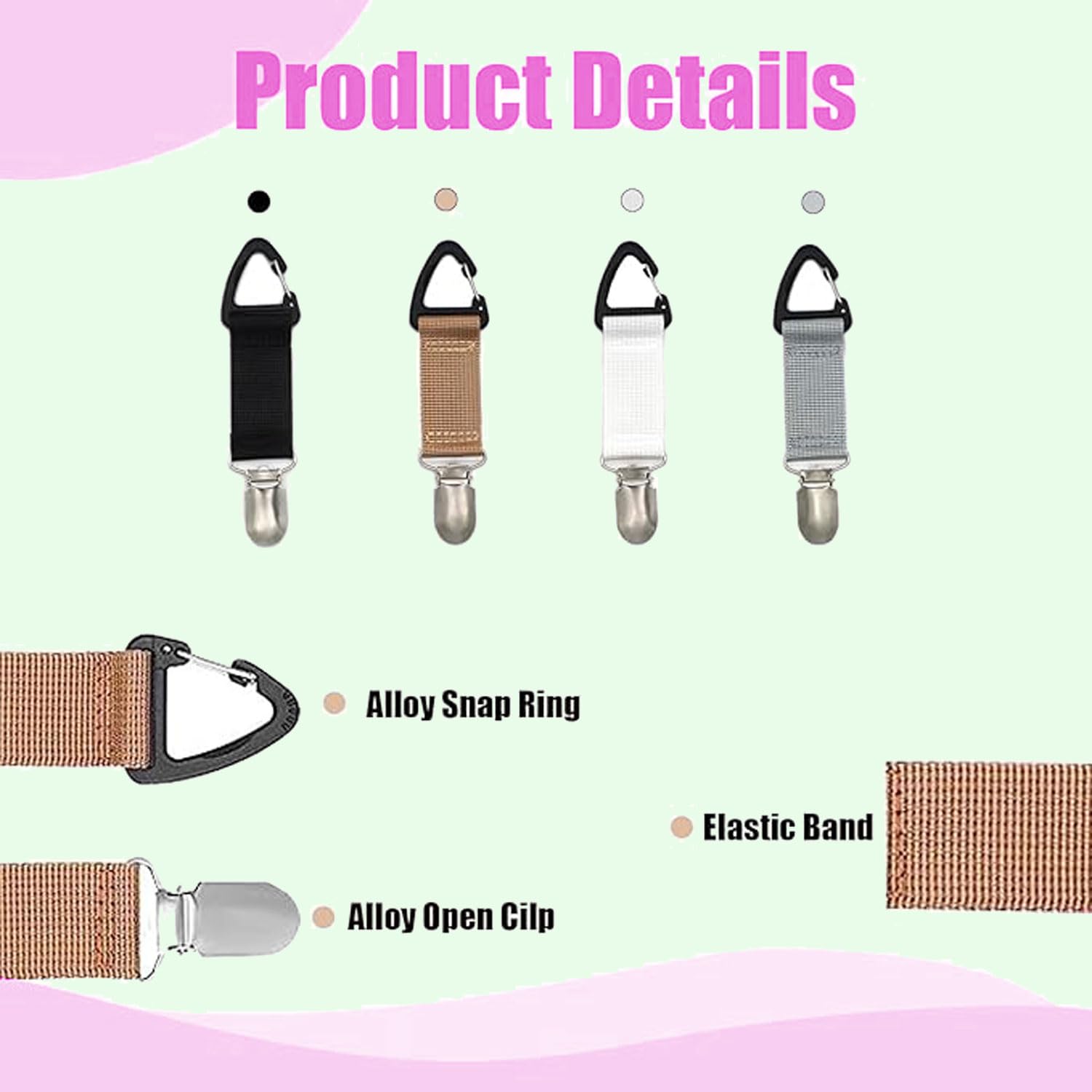 4 Piezas Clips de Sombrero de Viaje Portátil para Bolsa de Lona y Mochila,Multifuncional con Elástico para Sombrero y Bufanda,Accesorios de Viaje al Aire Libre Manos Libres para Hombres y Mujeres