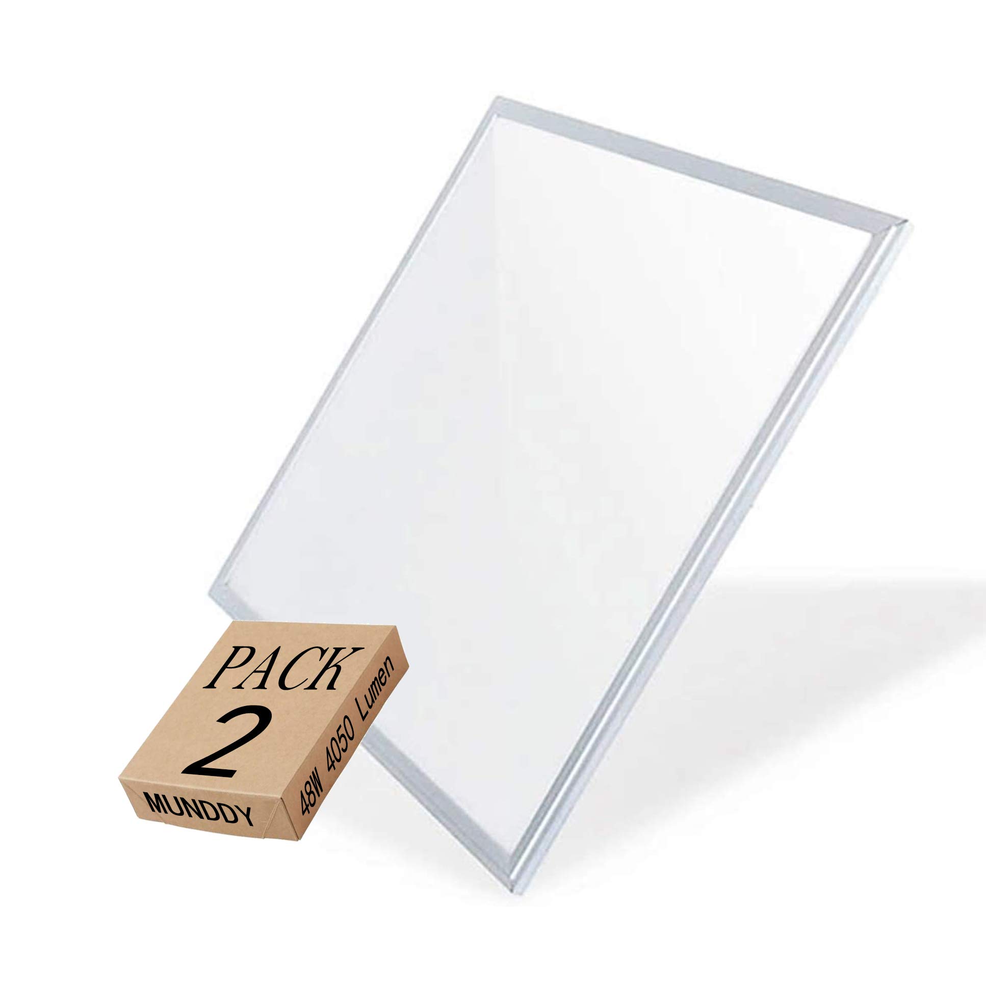 MUNDDY® - Pack de 2 Panel LED 60 x 60 cm, 50W, Blanco Frio 6500K,6500 lumenes Reales 595 x 595 x 33 mm,Driver Incluido, Empotrable para Techo Modular, Envio Urgente desde Madrid