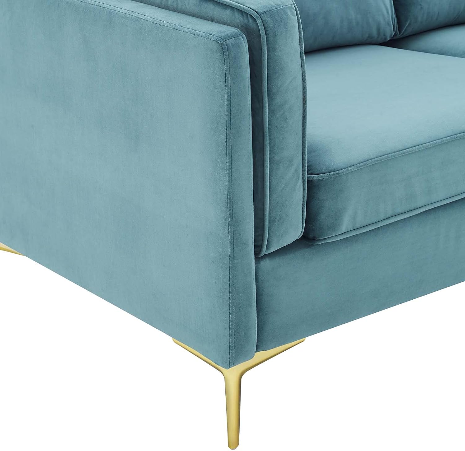 Modway Kaiya Performance Velvet Sofa, 32 x 71 x 33.5, Sea Blue