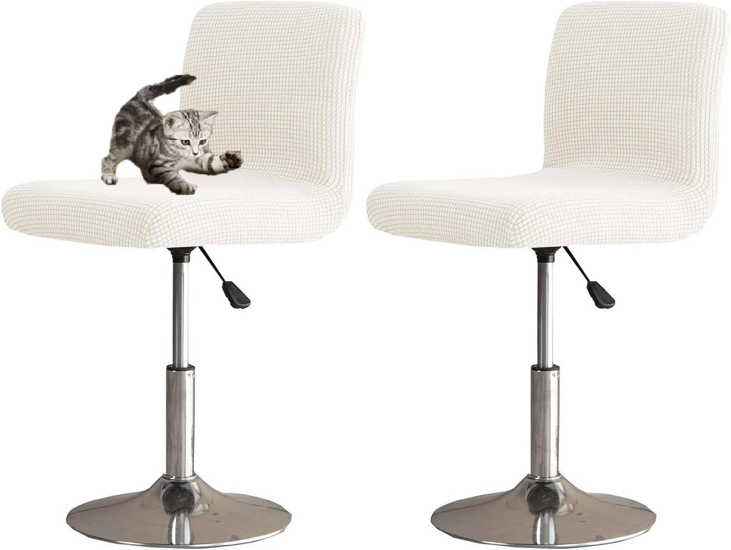 HACLEN Bar Stool Covers with Backs Set of 6 4 2, Stretch Pub Counter Stool Covers, Removable Barstool Covers Slipcovers for Bar (White,2 PCS)
