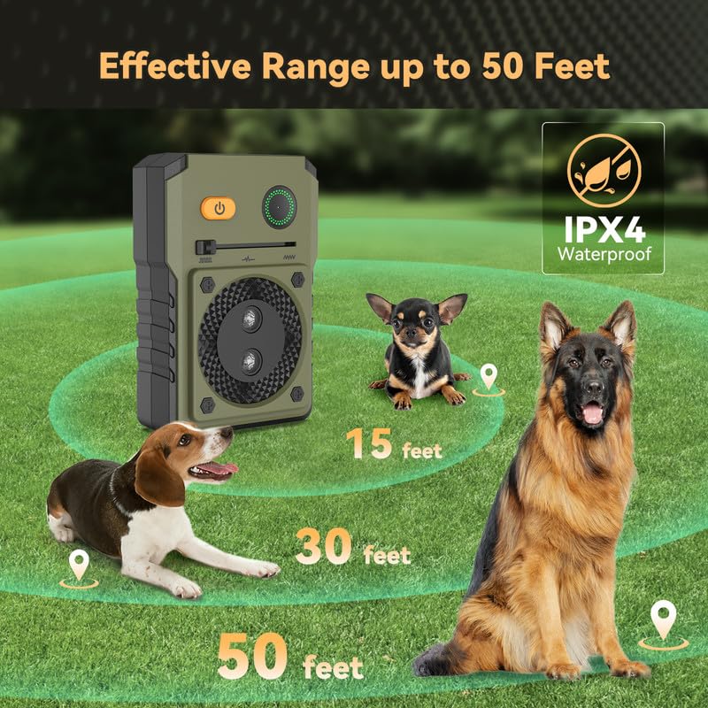 Bubbacare Anti Bell Gerät Hunde, Antibell Ultraschall Gerät mit 3 Modi, 50Fuß Wiederaufladbares Antibell für Hunde, Anti-Bell-mittel für Hund, Sicher for Kleine Mittel Große Hund Innen Draußen