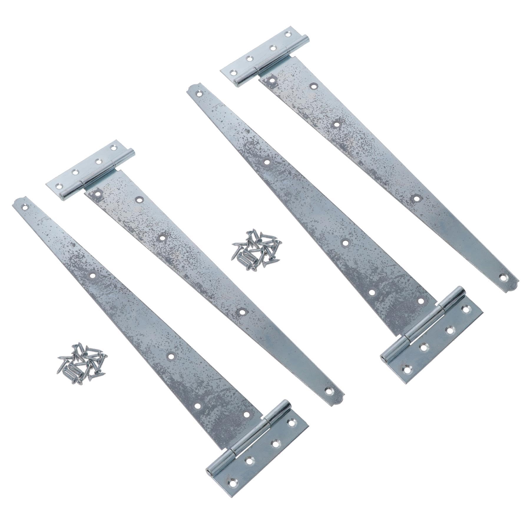 16in / 400mm Heavy Duty T Tee Hinges for Shed + Garden Gates Zinc Plated 4pc