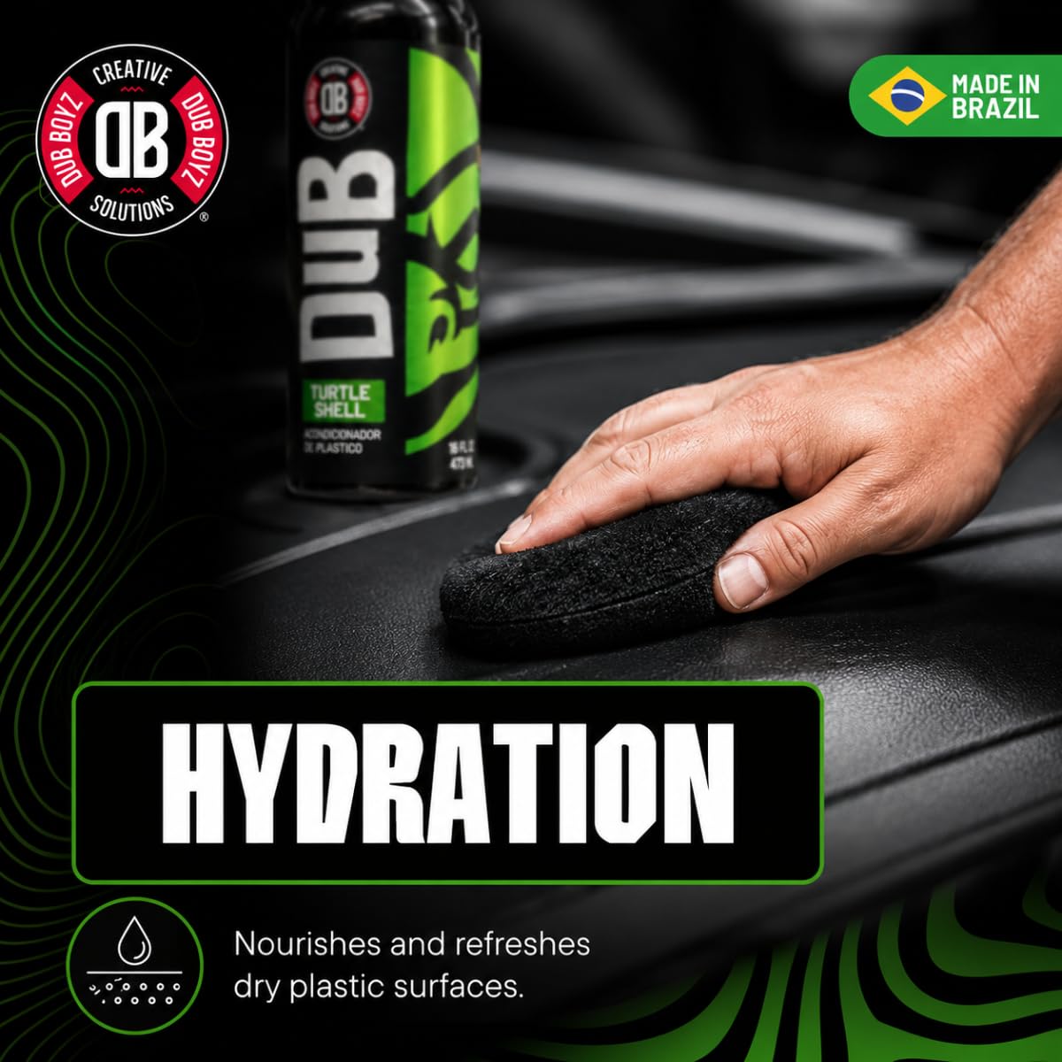 DUB BOYZ Turtle Shell Protectant Dressing, Interior & Exterior Protectant for Vinyl, Plastic, Rubber, and Leather, Non-Greasy Matte Finish, UV Protection, Easy Application with Cloth (16 Fl Oz)